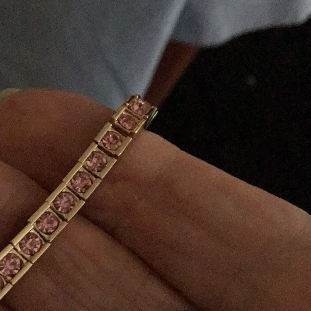 Gorgeous adjustable Pink CZ Bracelet Bezel Set